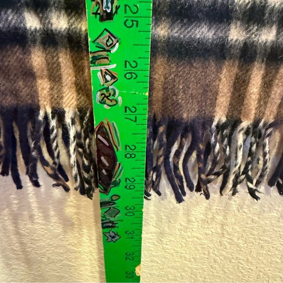 Plaid Cashmere Scarf in Brown Black and Red Tartan Check - Picture 5 of 6